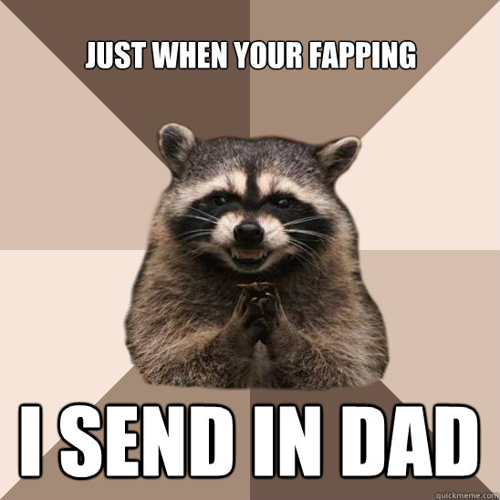 just when your fapping i send in dad  Evil Plotting Raccoon