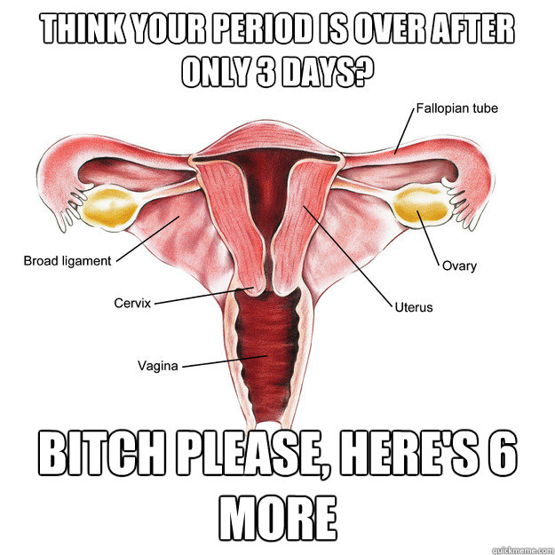 think your period is over after only 3 days? bitch please, here's 6 more  Scumbag Uterus