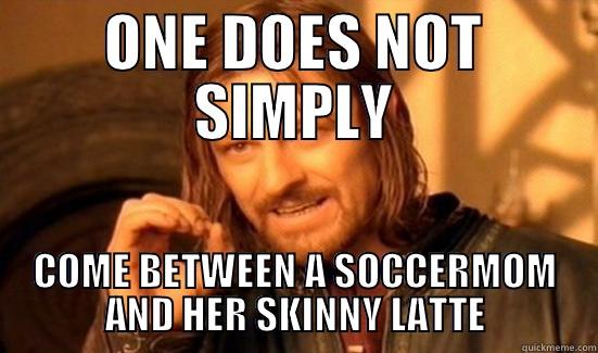 ONE DOES NOT SIMPLY COME BETWEEN A SOCCERMOM AND HER SKINNY LATTE Boromir