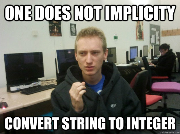 one does not implicity convert string to integer  