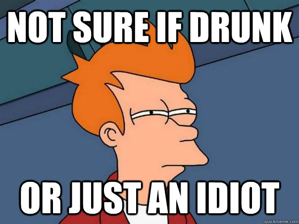 Not sure if drunk or just an idiot  Futurama Fry