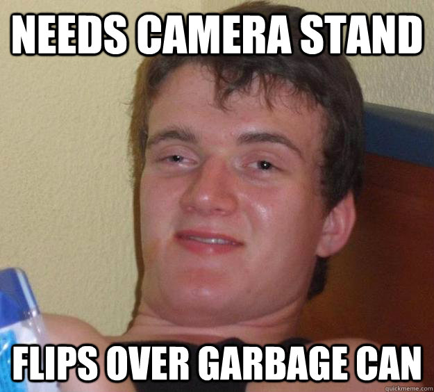 Needs Camera Stand Flips over garbage can  10 Guy