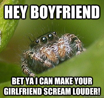 Hey boyfriend bet ya I can make your girlfriend scream louder! - Hey boyfriend bet ya I can make your girlfriend scream louder!  Misunderstood Spider