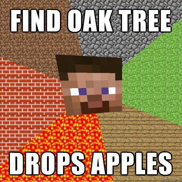 Find oak tree  Drops apples  Minecraft