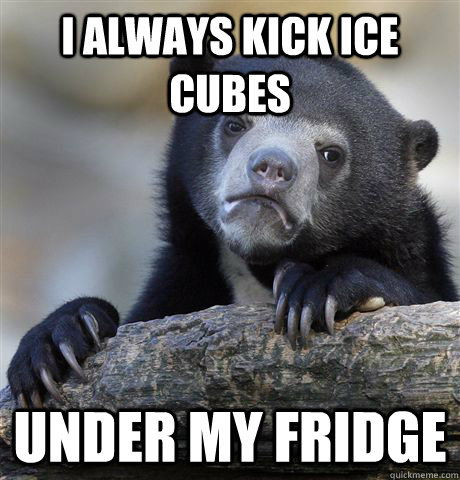 I always kick ice cubes under my fridge  Confession Bear