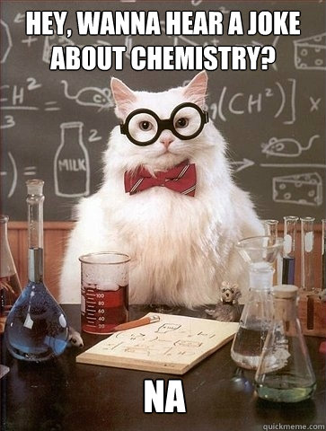 Hey, Wanna hear a Joke about Chemistry? Na - Hey, Wanna hear a Joke about Chemistry? Na  Chemistry Cat