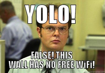 YOLO! FALSE! THIS WALL HAS NO FREE WIFI! Schrute