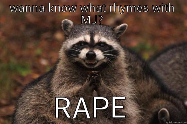 hsjcjendbbdjjdjs j - WANNA KNOW WHAT RHYMES WITH MJ? RAPE Evil Plotting Raccoon