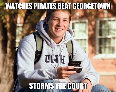 Watches Pirates beat Georgetown storms the court  College Freshman
