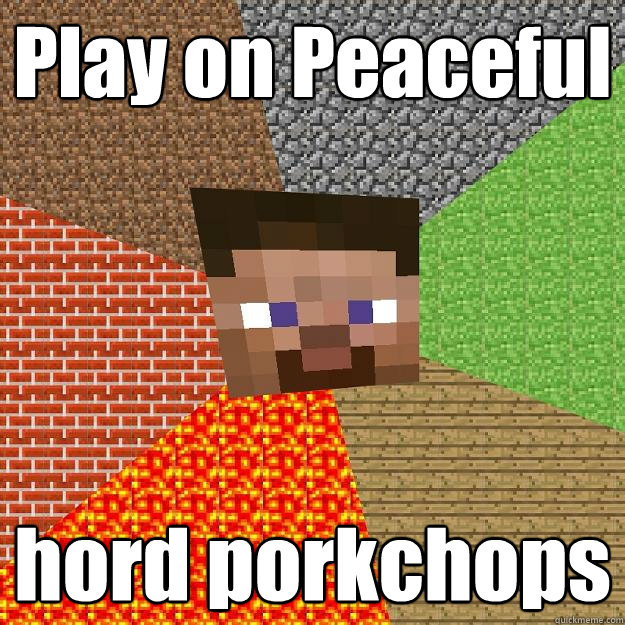 Play on Peaceful hord porkchops   Minecraft