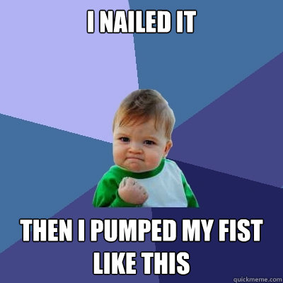 I Nailed it Then i pumped my fist like this  Success Kid