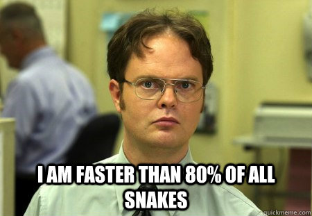  I am faster than 80% of all snakes -  I am faster than 80% of all snakes  Dwight K Schrute