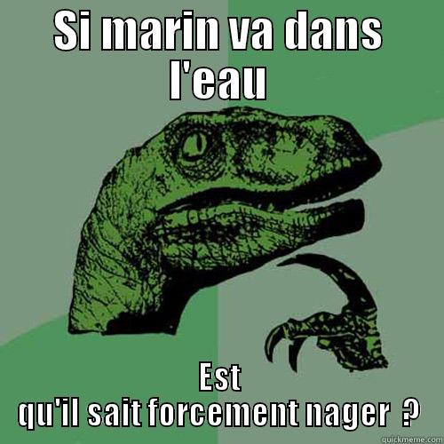 SI MARIN VA DANS L'EAU EST QU'IL SAIT FORCEMENT NAGER  ? Philosoraptor