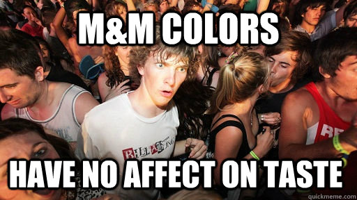 M&M Colors have no affect on taste  Sudden Clarity Clarence