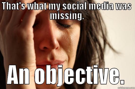 THAT'S WHAT MY SOCIAL MEDIA WAS MISSING. AN OBJECTIVE. First World Problems