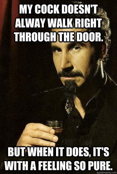 My cock doesn't alway walk right through the door. But when it does, it's with a feeling so pure.  sERJ TANKIAN