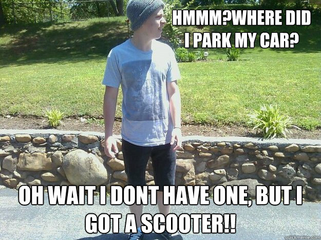 Hmmm?where did i park my car? OH wait i dont have one, but i got a scooter!!  