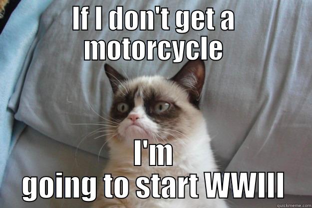 IF I DON'T GET A MOTORCYCLE I'M GOING TO START WWIII Grumpy Cat