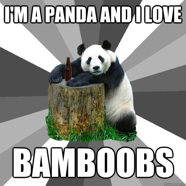 I'm a panda and i love BAMBOobs  Pickup-Line Panda