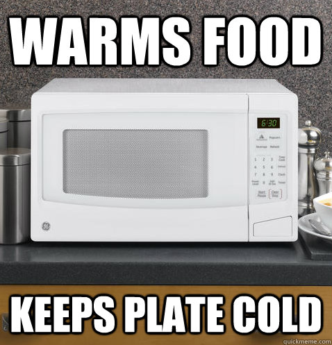 Warms food keeps plate cold  