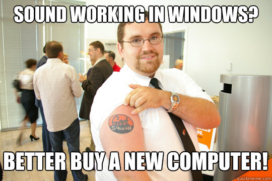 Sound working in windows? better buy a new computer!  GeekSquad Gus