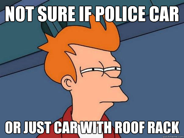 not sure if police car or just car with roof rack - not sure if police car or just car with roof rack  Futurama Fry