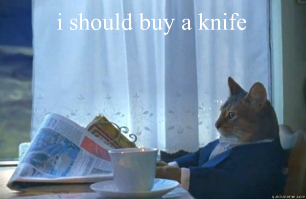 i should buy a knife  Sophisticated Cat