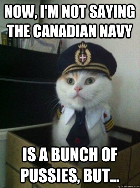 Now, I'm not saying the canadian Navy Is a bunch of pussies, but... - Now, I'm not saying the canadian Navy Is a bunch of pussies, but...  Captain kitteh