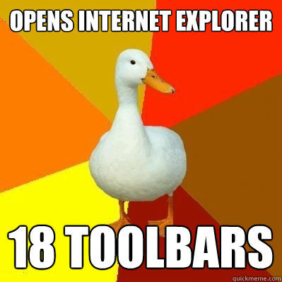Opens internet explorer 18 toolbars  