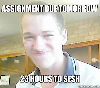 Assignment due tomorrow 23 hours to sesh  