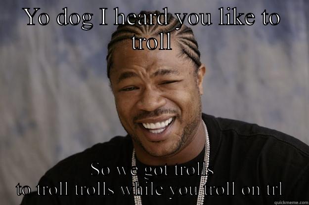 YO DOG I HEARD YOU LIKE TO TROLL SO WE GOT TROLLS TO TROLL TROLLS WHILE YOU TROLL ON TRL  Xzibit meme