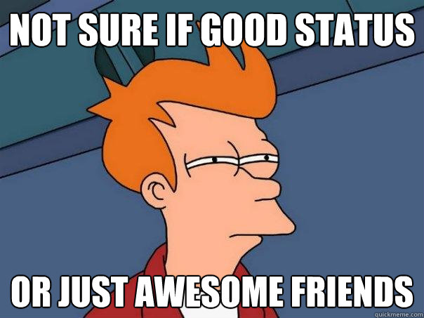 Not sure if good status or just awesome friends - Not sure if good status or just awesome friends  Futurama Fry