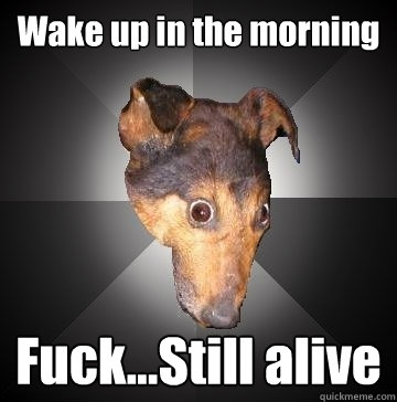 Wake up in the morning Fuck...Still alive  Depression Dog