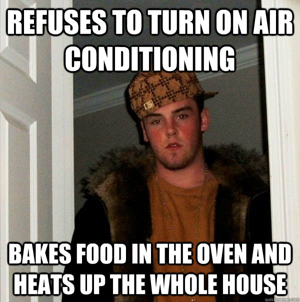 Refuses to turn on air conditioning Bakes food in the oven and heats up the whole house  Scumbag Steve