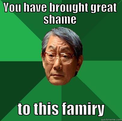 YOU HAVE BROUGHT GREAT SHAME        TO THIS FAMIRY      High Expectations Asian Father