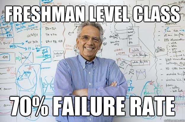 Freshman level class 70% failure rate  