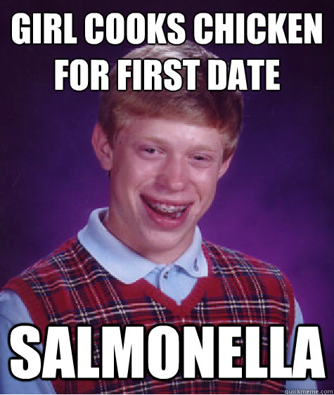 Girl cooks chicken for first date Salmonella  Bad Luck Brian