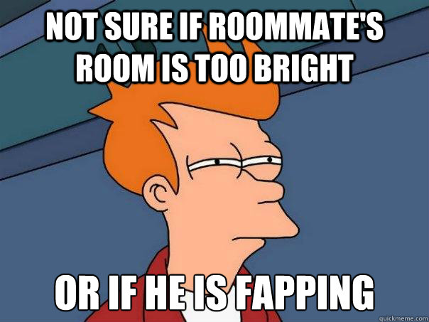 Not sure if roommate's Room is too bright Or if he is fapping  Futurama Fry