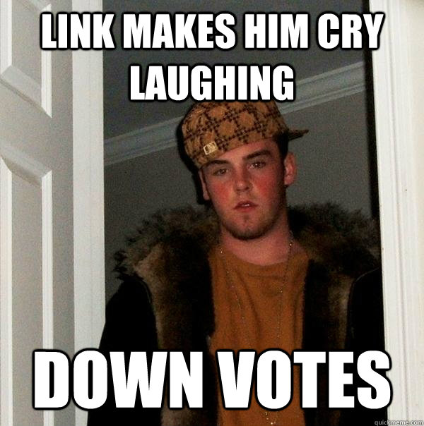 Link makes him cry laughing Down votes  - Link makes him cry laughing Down votes   Scumbag Steve