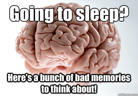 Going to sleep?
 Here's a bunch of bad memories to think about!   Scumbag Brain