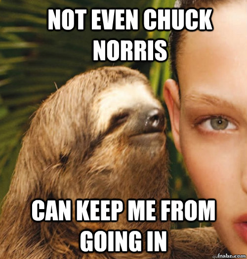 not even chuck norris can keep me from going in  rape sloth