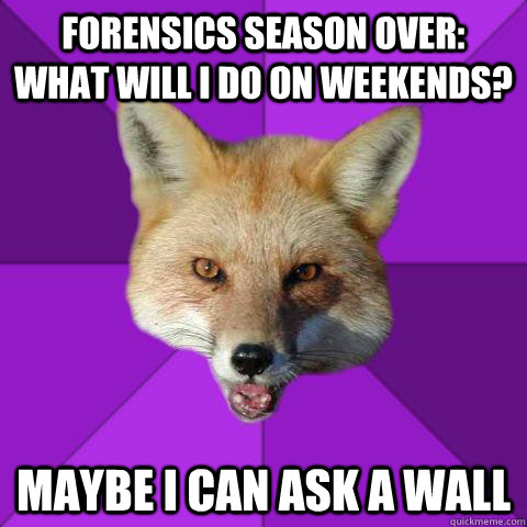 Forensics season over: What will i do on weekends? Maybe I can ask a wall  Forensics Fox