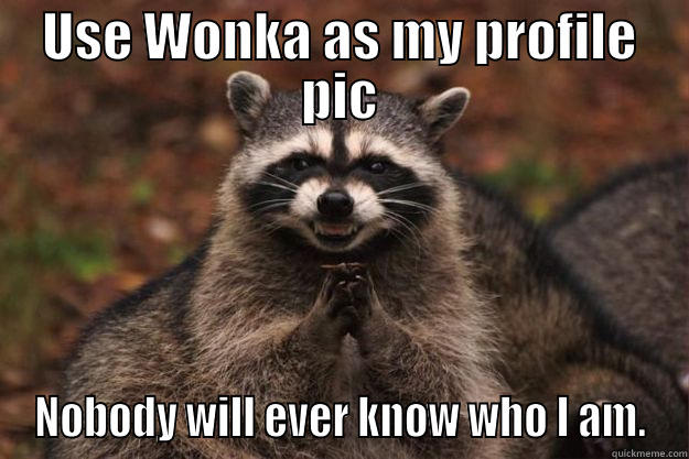 USE WONKA AS MY PROFILE PIC NOBODY WILL EVER KNOW WHO I AM. Evil Plotting Raccoon