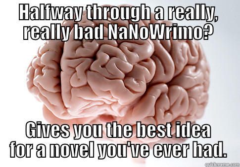 HALFWAY THROUGH A REALLY, REALLY BAD NANOWRIMO? GIVES YOU THE BEST IDEA FOR A NOVEL YOU'VE EVER HAD. Scumbag Brain