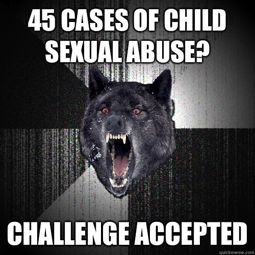 45 cases of child sexual abuse? Challenge accepted - 45 cases of child sexual abuse? Challenge accepted  Insanity Wolf