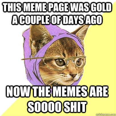 This meme page was gold a couple of days ago now the memes are soooo shit  Hipster Kitty