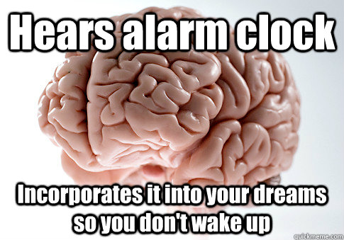 Hears alarm clock Incorporates it into your dreams so you don't wake up  Scumbag Brain