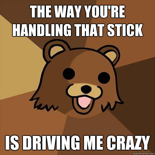 the way you're handling that stick is driving me crazy - the way you're handling that stick is driving me crazy  Pedobear