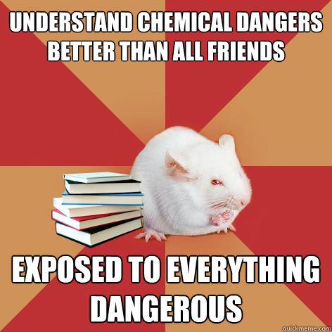 understand chemical dangers better than all friends exposed to everything dangerous  Science Major Mouse