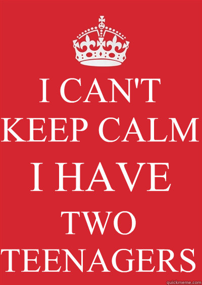 I CAN'T KEEP CALM I HAVE  TWO TEENAGERS - I CAN'T KEEP CALM I HAVE  TWO TEENAGERS  Keep calm or gtfo